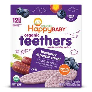 Organic Teethers, Gentle Teething Wafers, Blueberry & Purple Carrot, 12 Packs